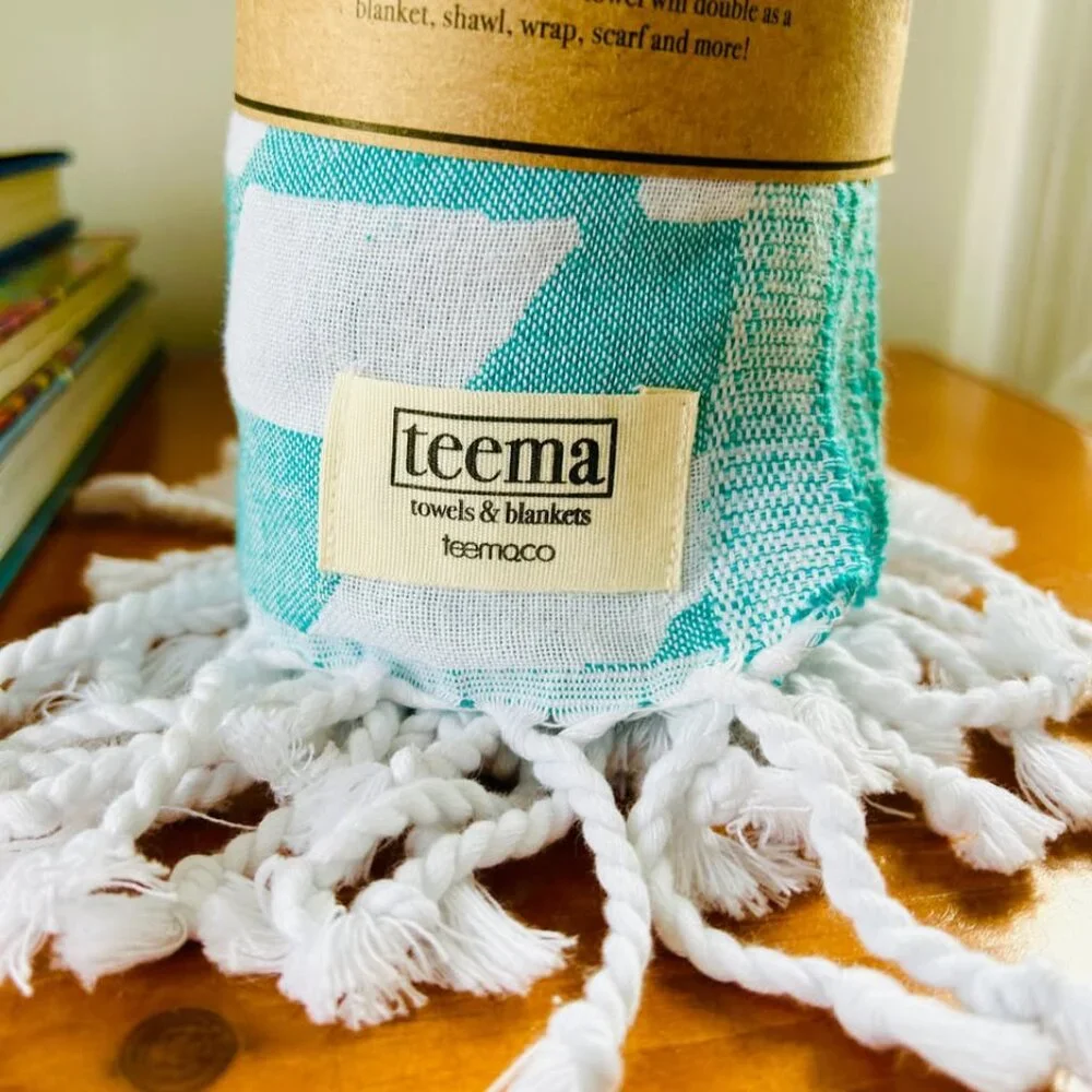 NEW with TAGS Teema The Aqua Checkmate Towel